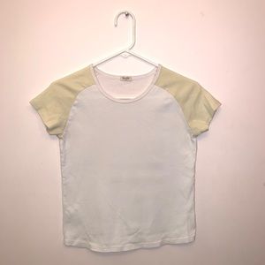 Brandy Melville White and Yellow Tshirt